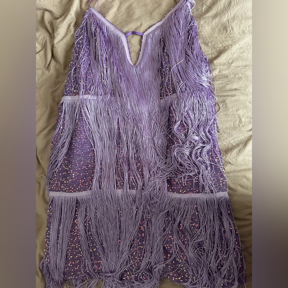 Mini sequined plus size fringe dress